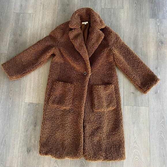 Max Studio Jackets & Blazers - MAX STUDIO Teddy Notch Collar Faux Shearling Car Coat Size Medium